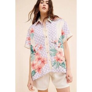 Free People We The Free Retro Tropics Shirt Top Floral Buttondown XS New 285558